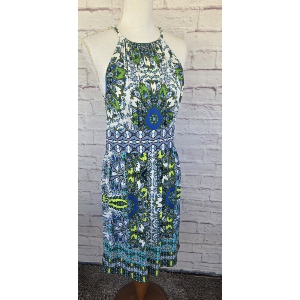 London Times Women's Dress Size 10  Sleeveless Green/Blue